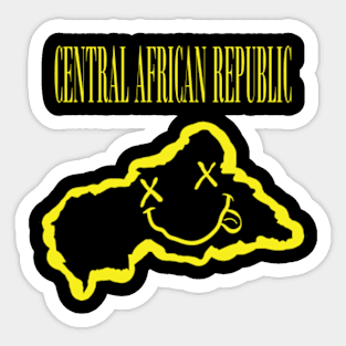 Vibrant Central African Republic x Eyes Happy Face: Unleash Your 90s Grunge Spirit! Smiling Squiggly Mouth Dazed Smiley Face Sticker